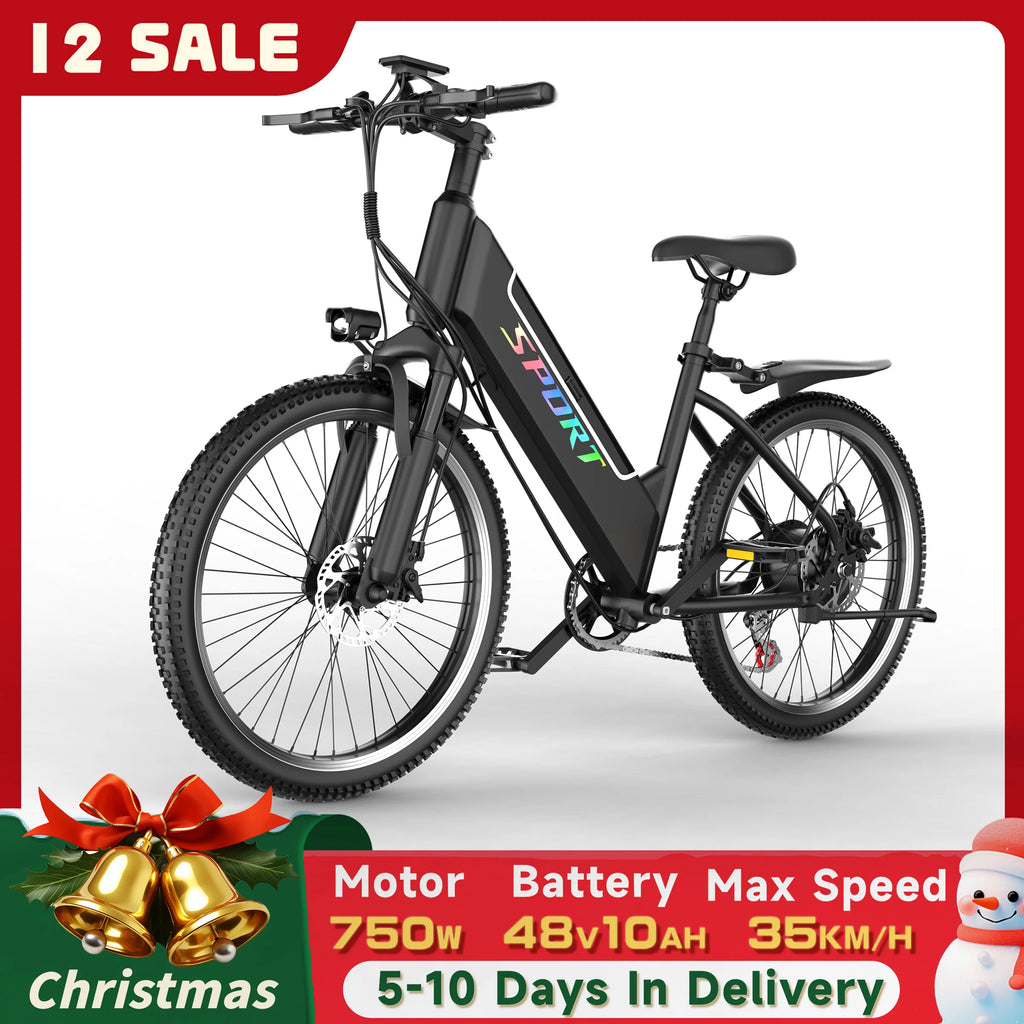 DEEPOWER F26 Electric Bike 750W 48V 10AH Battery Off-Road Adults commuting Ebike Max speed 35KM/H All-Terrain Motorcycle Ebike