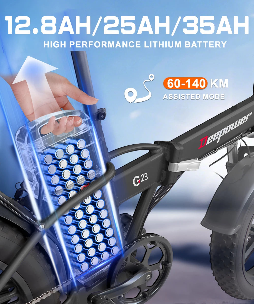 DEEPOWER G23 Electric Bike 1500W Motor 48V 35AH lithium battery Adult Electric Bicycle 20*4.0 -In Fat fire Mountain e-Bike