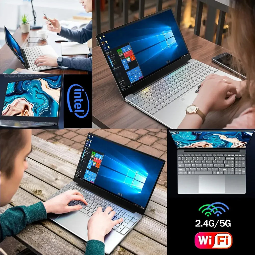 Ultra Slim Windows 11 Laptop Computer 14.1" 12GB RAM 512GB 1TB SSD Intel A3950 Notebook Gamer 1920*1080 Office Study Computer PC