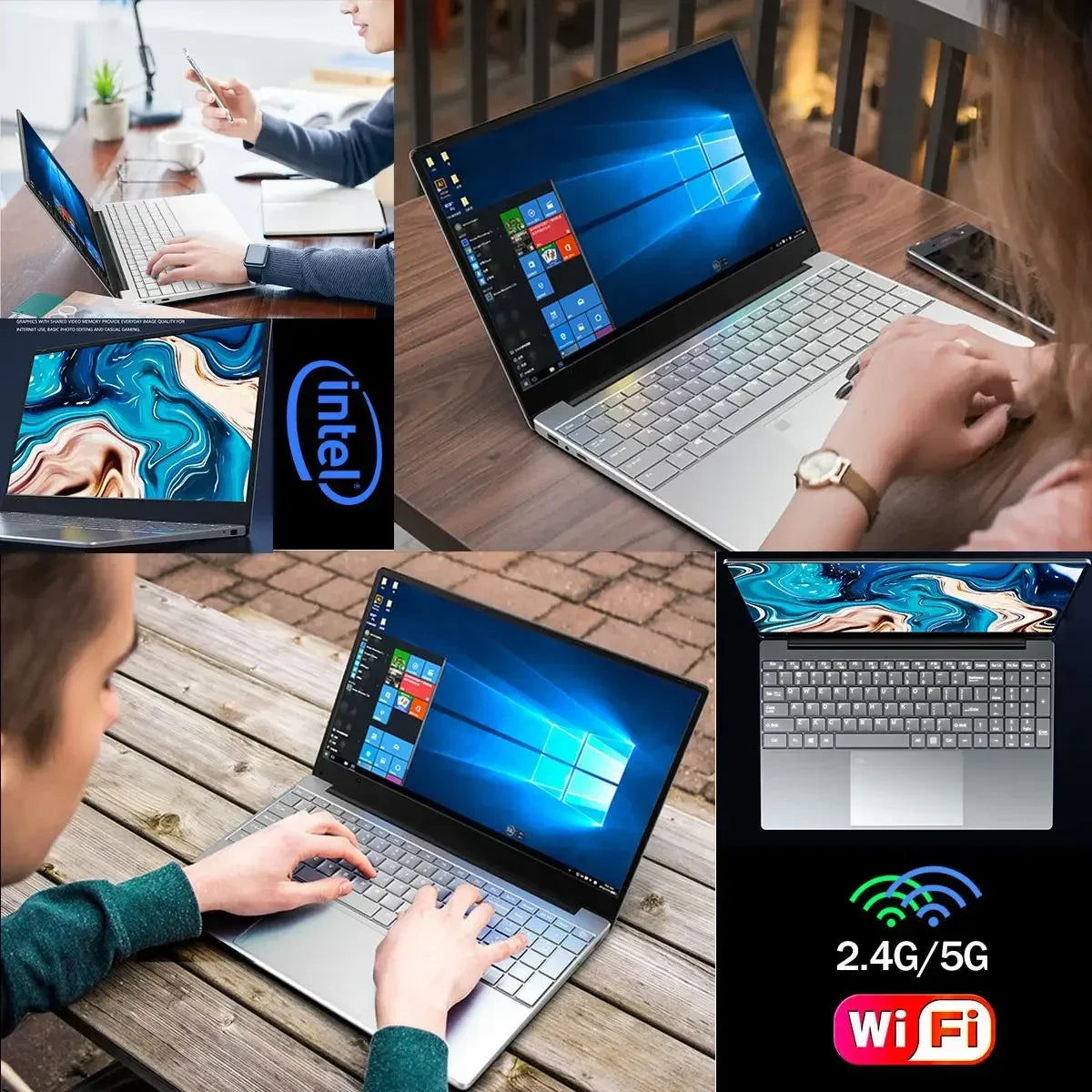 Ultra Slim Windows 11 Laptop Computer 14.1" 12GB RAM 512GB 1TB SSD Intel A3950 Notebook Gamer 1920*1080 Office Study Computer PC