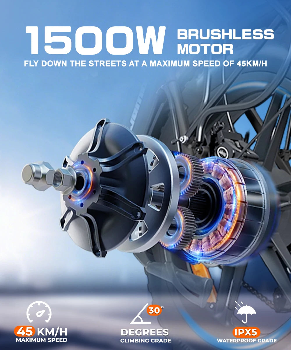 DEEPOWER G23 Electric Bike 1500W Motor 48V 35AH lithium battery Adult Electric Bicycle 20*4.0 -In Fat fire Mountain e-Bike