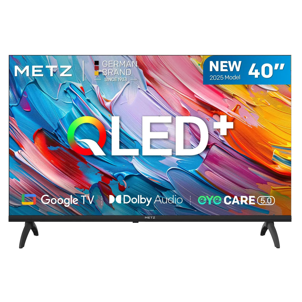 Metz Mqf7000Z Smart Hd Qled Google Tv |   Eyecare 3.0, Hdr10, Dolby Audio, Bluetooth Remote, Borderless Frame, Black