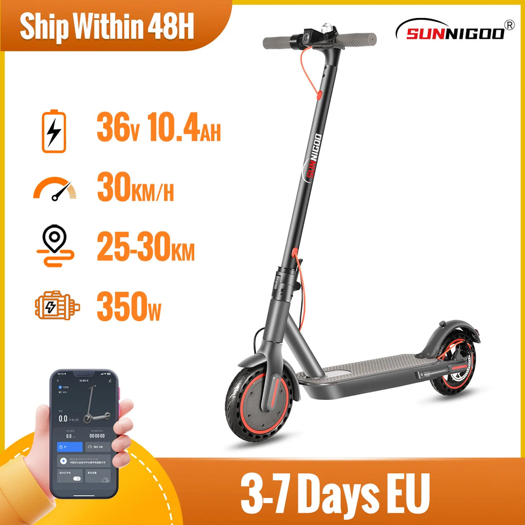 SUNNIGOO N7PRO 350W Adult Electric Scooter With APP 36V 10.4Ah Escooter 30km/h Kick Scooter Lightweight Long Range 30km Scooter