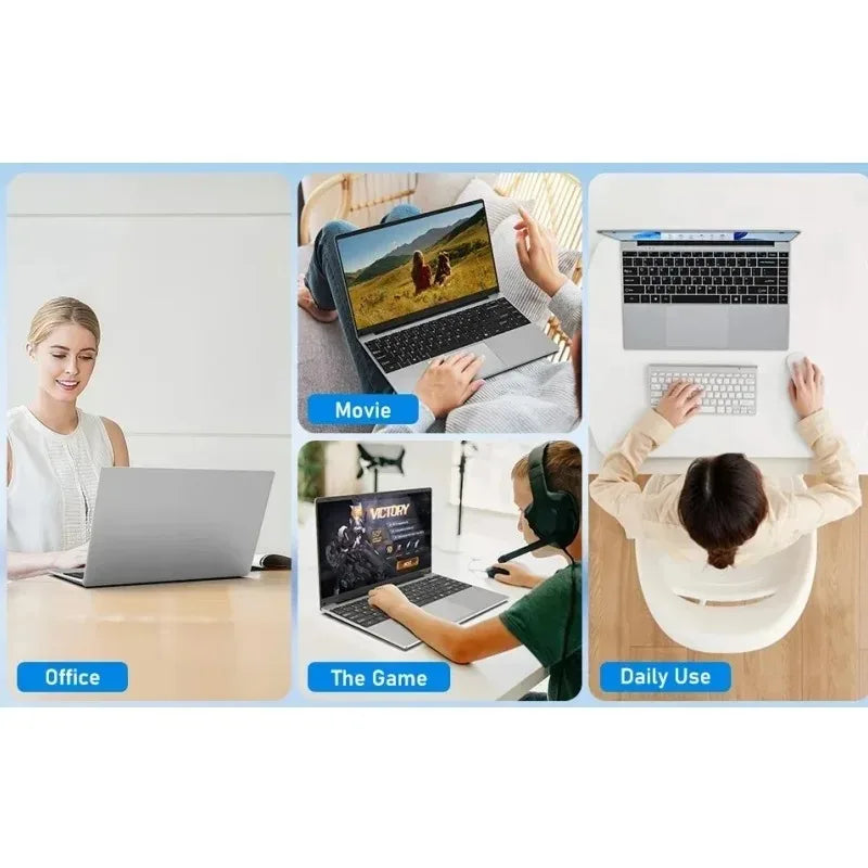 14.1" laptop Notebook Windows 11 intel Atom A3950 Laptop Computer 12GB RAM 2TB SSD 1920*1080P learning Notebook PC Computer