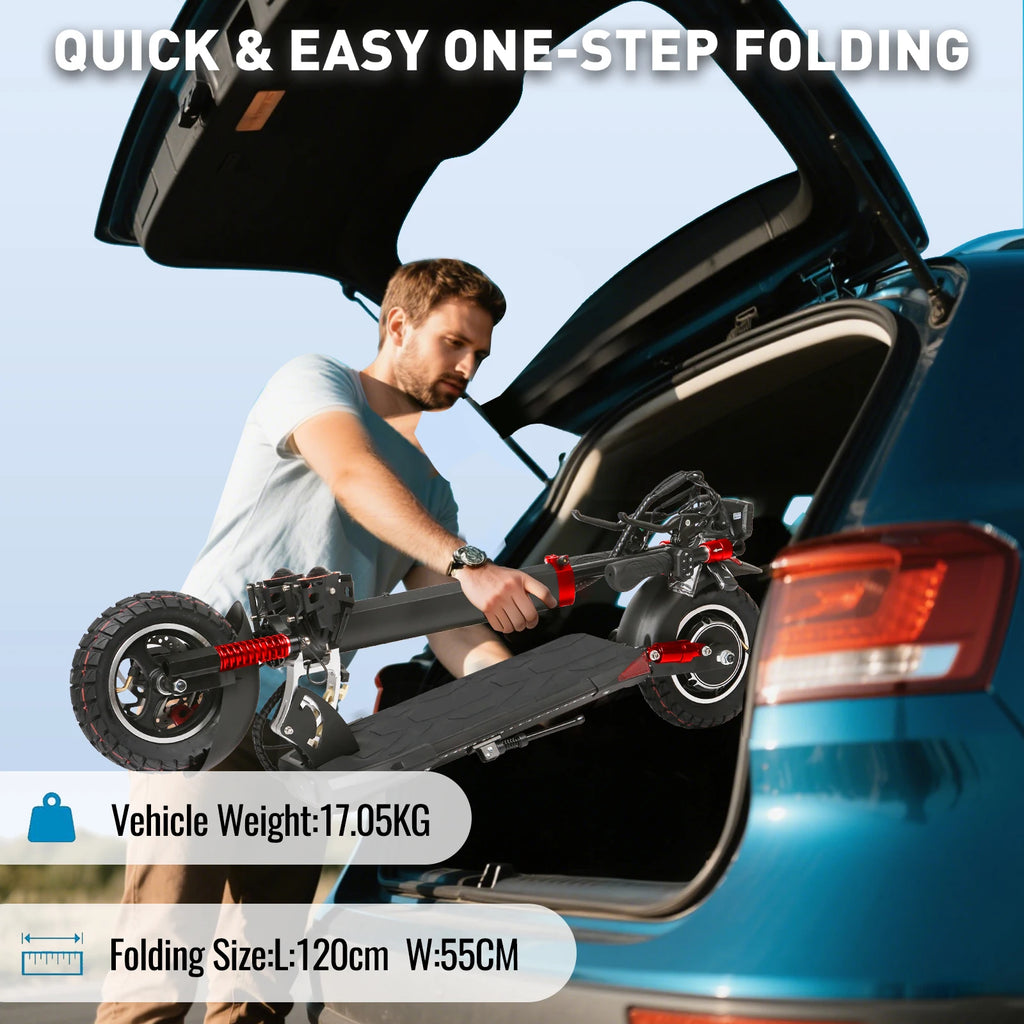 Electric Scooter Send Seat 800W Max Speed 45-50km/h Range 35-55km 10 inch Off-Road Tires Dual Shock Absorbing Folding EScooter