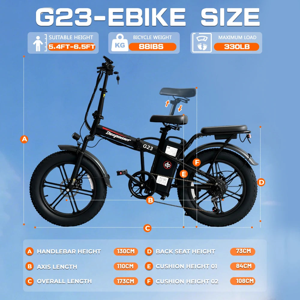 DEEPOWER G23 Electric Bike 1500W Motor 48V 35AH lithium battery Adult Electric Bicycle 20*4.0 -In Fat fire Mountain e-Bike