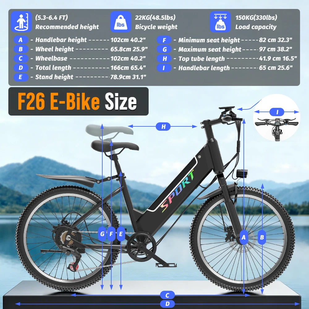 DEEPOWER F26 Electric Bike 750W 48V 10AH Battery Off-Road Adults commuting Ebike Max speed 35KM/H All-Terrain Motorcycle Ebike