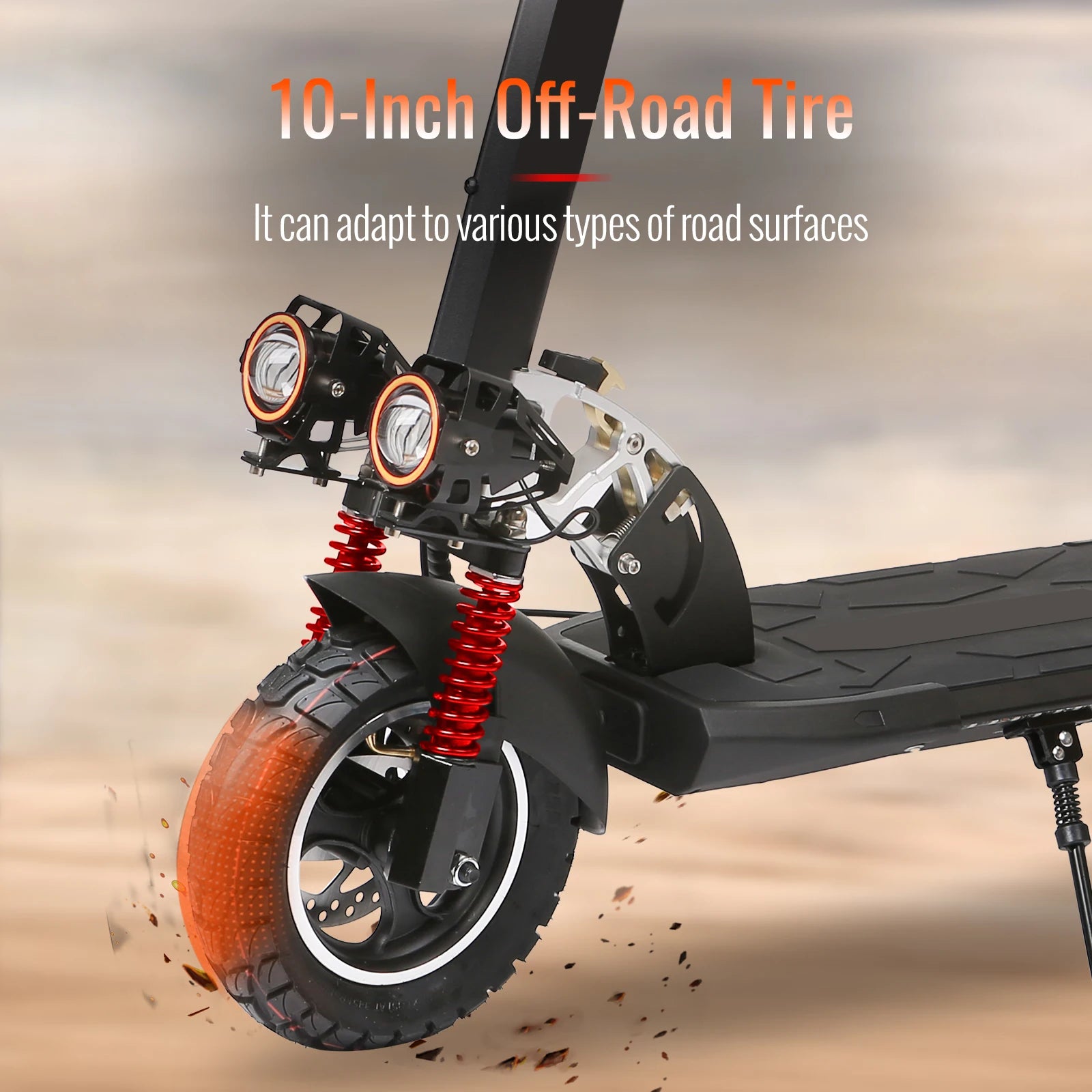 800W Powerful Electric Scooter 48V 15Ah Max Speed 50km/h 50km Range 10'' Tires Dual Shock Absorbing Folding EScooter for Adults