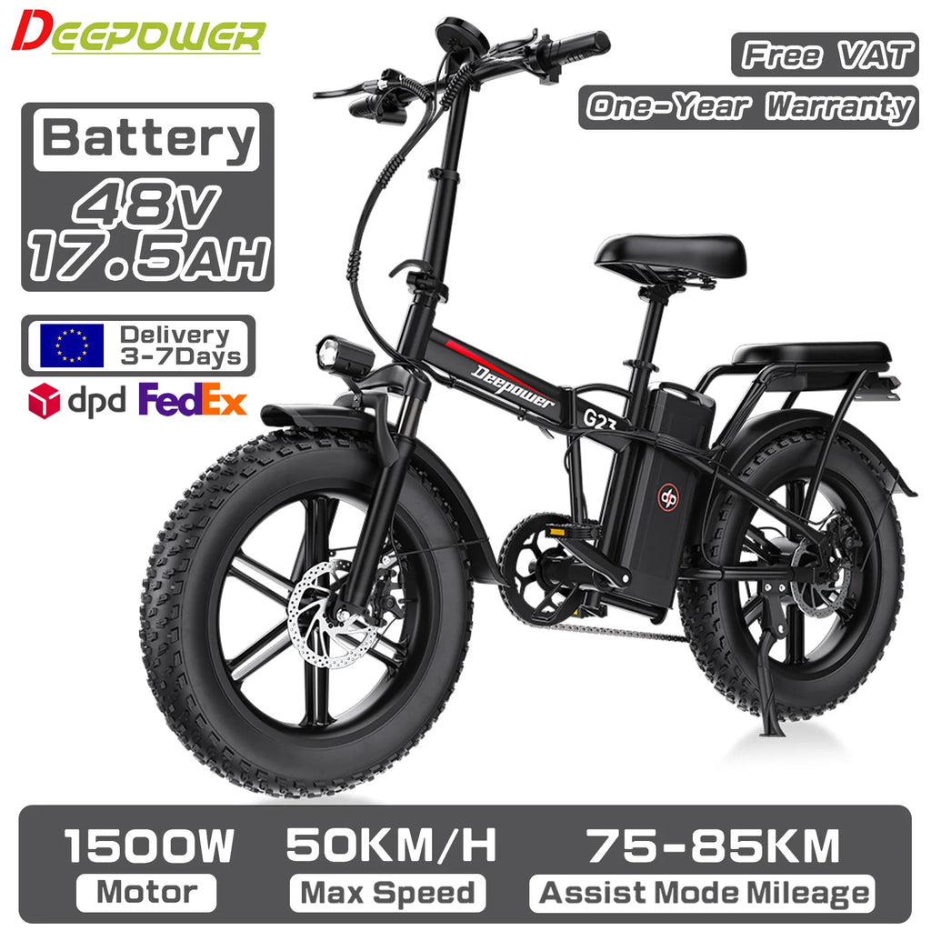 DEEPOWER G23 Electric Bike 1500W Motor 48V 35AH lithium battery Adult Electric Bicycle 20*4.0 -In Fat fire Mountain e-Bike