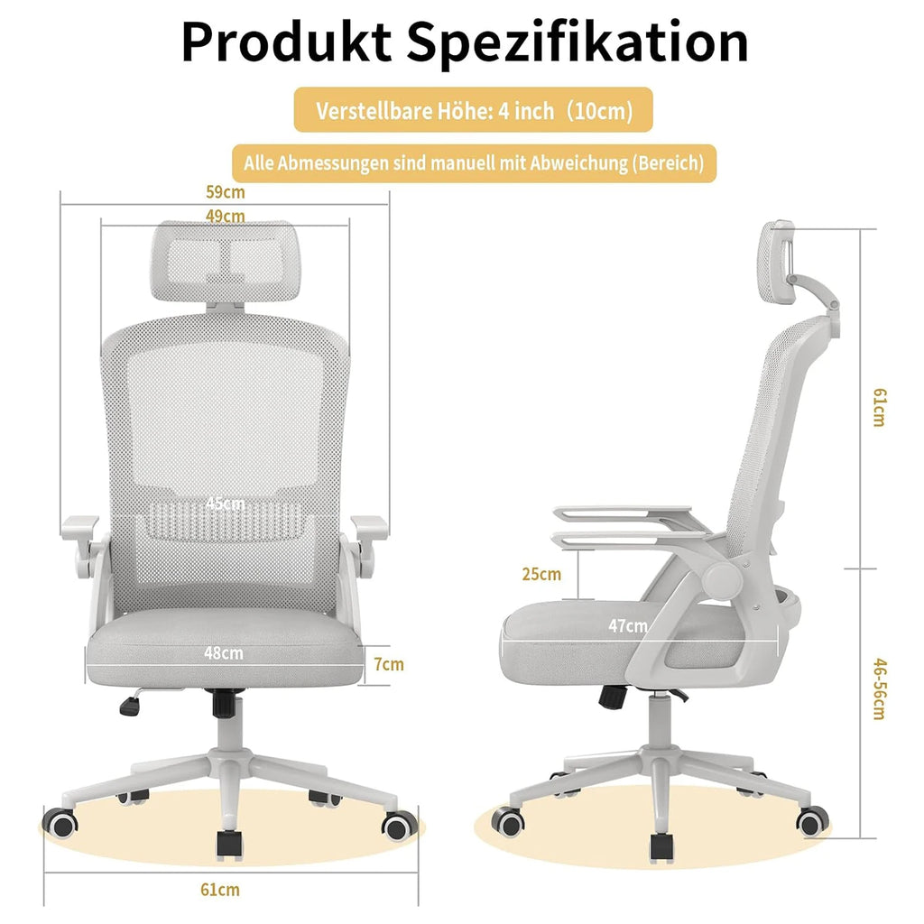 Ergonomic Office Chair Desk Chair with Headrest Breathable Mesh Cover Lumbar Support Computer Chair 360 ° Swivel Chair
