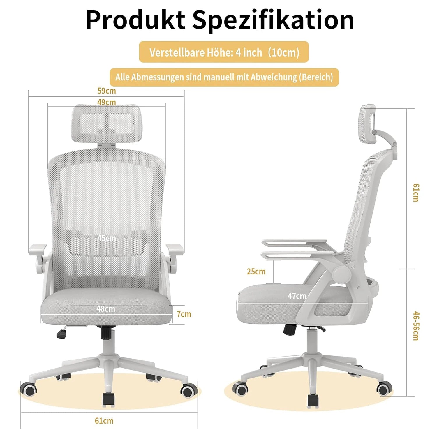 Ergonomic Office Chair Desk Chair with Headrest Breathable Mesh Cover Lumbar Support Computer Chair 360 ° Swivel Chair