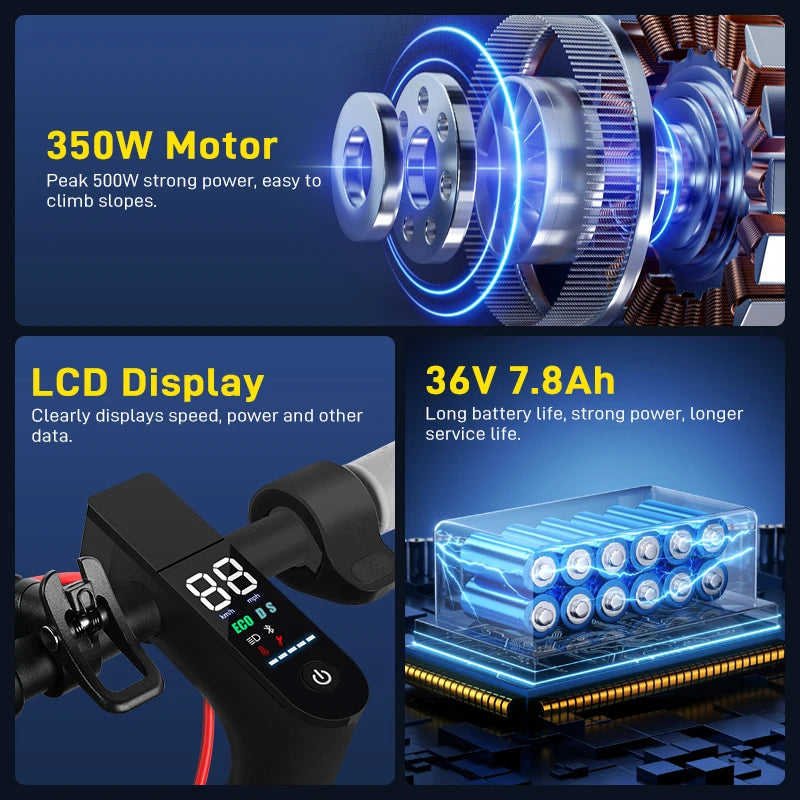 MANKEEL 350W Electric Scooter for Adults & Teen, Up to 19Mile Range & 19MPH Speed, With Dual Suspension & 8.5" Solid Tires, Gift