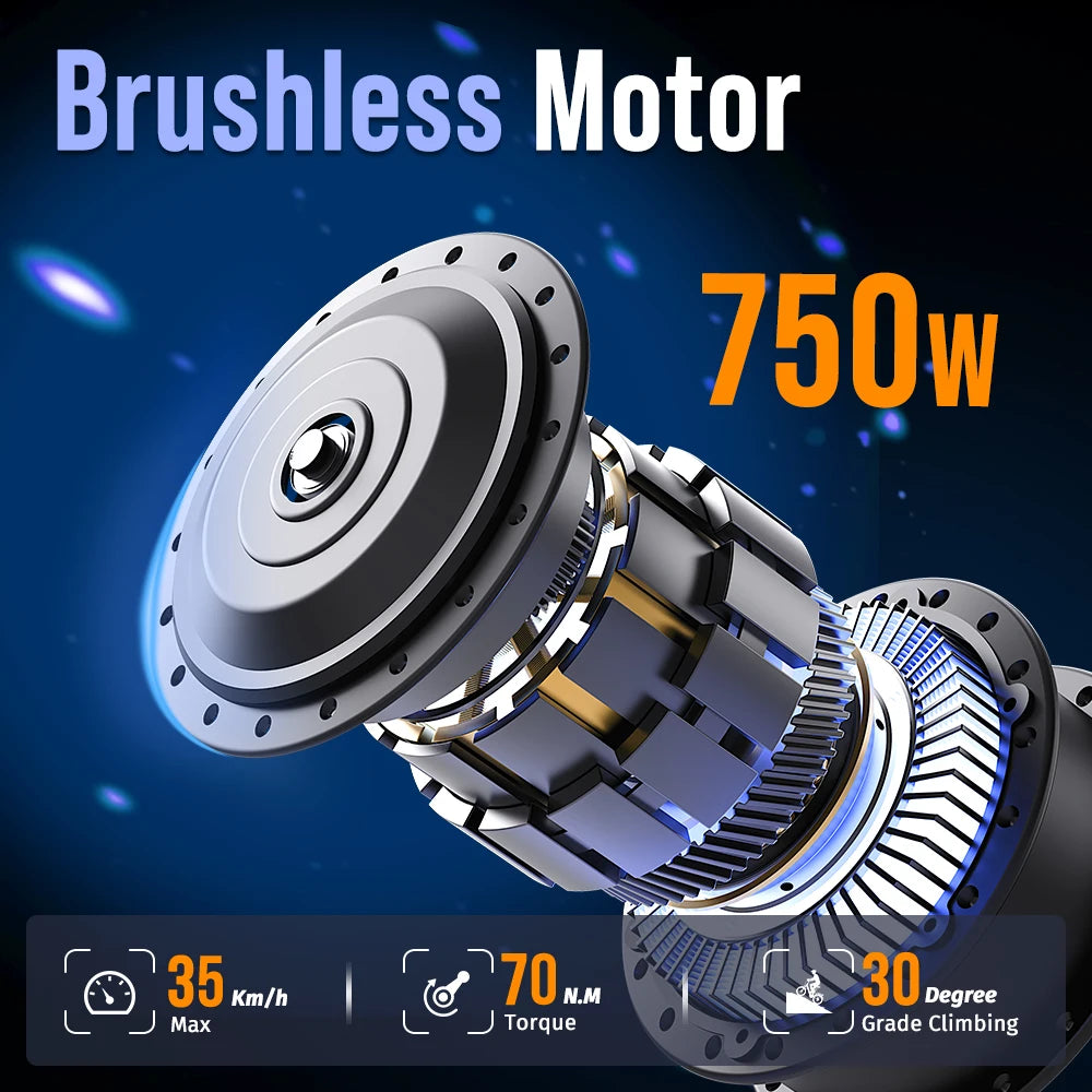 DEEPOWER F26 Electric Bike 750W 48V 10AH Battery Off-Road Adults commuting Ebike Max speed 35KM/H All-Terrain Motorcycle Ebike