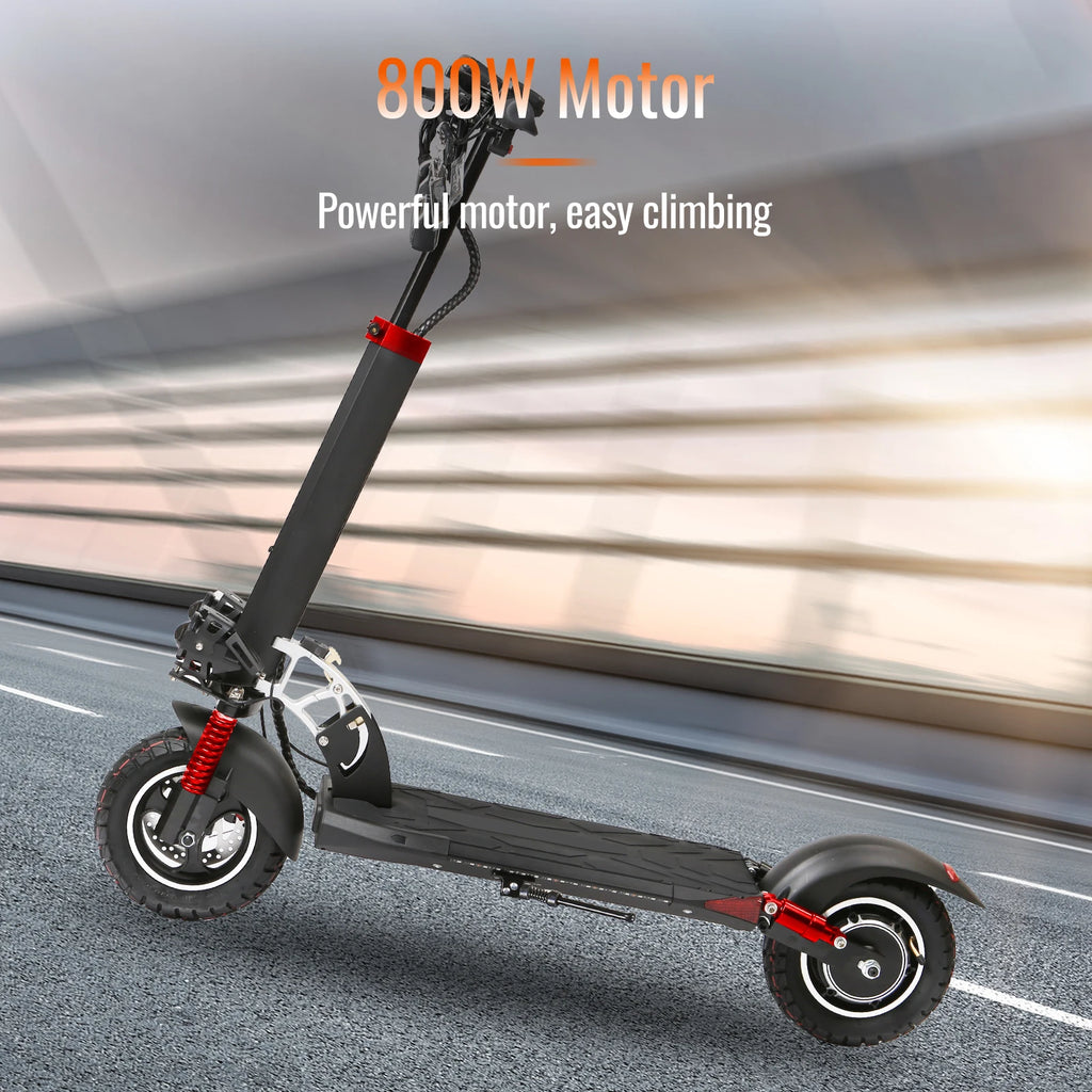 800W Powerful Electric Scooter 48V 15Ah Max Speed 50km/h 50km Range 10'' Tires Dual Shock Absorbing Folding EScooter for Adults