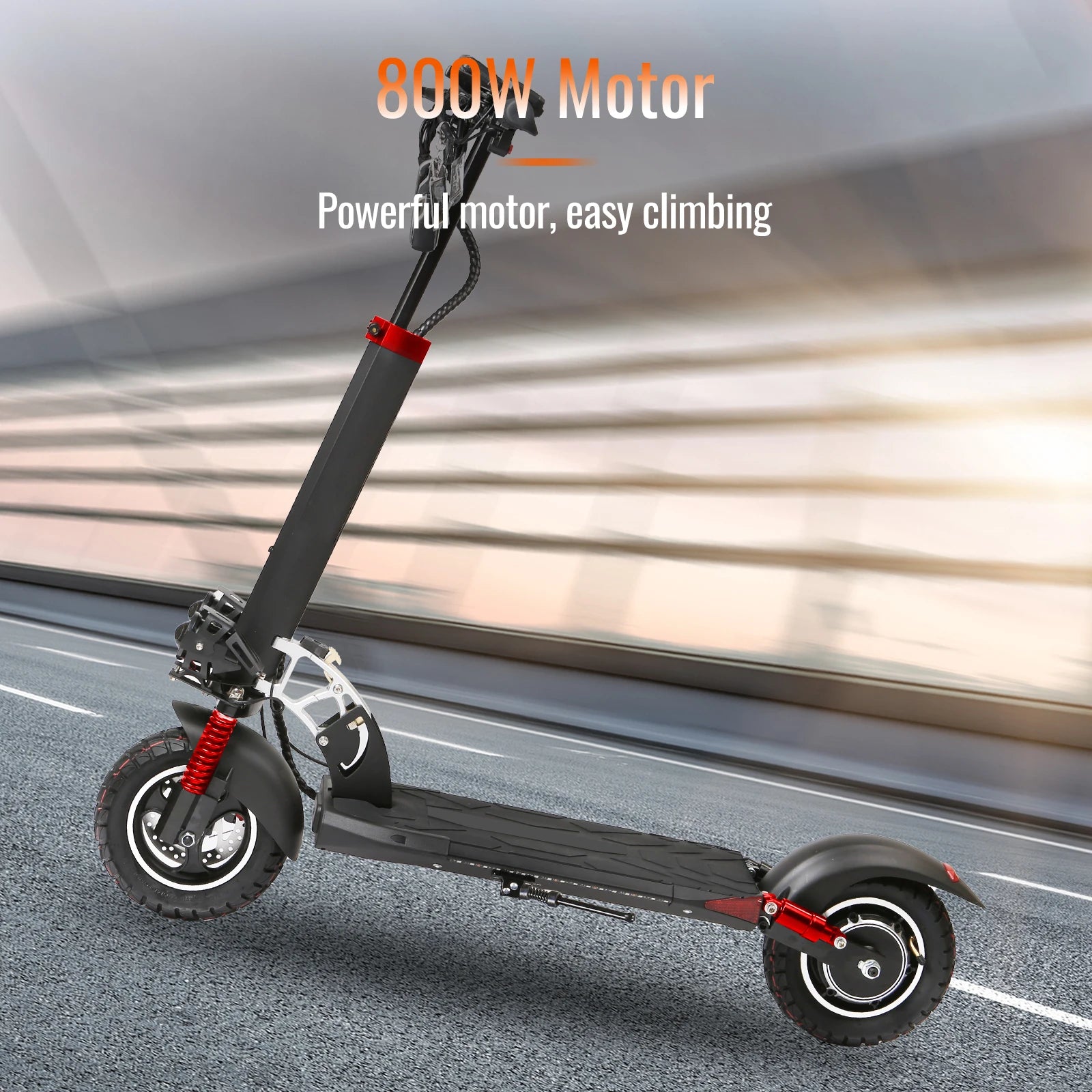 800W Powerful Electric Scooter 48V 15Ah Max Speed 50km/h 50km Range 10'' Tires Dual Shock Absorbing Folding EScooter for Adults