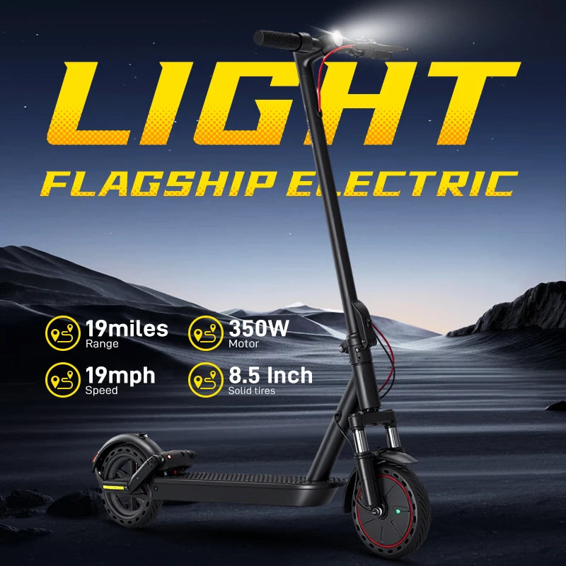 MANKEEL 350W Electric Scooter for Adults & Teen, Up to 19Mile Range & 19MPH Speed, With Dual Suspension & 8.5" Solid Tires, Gift