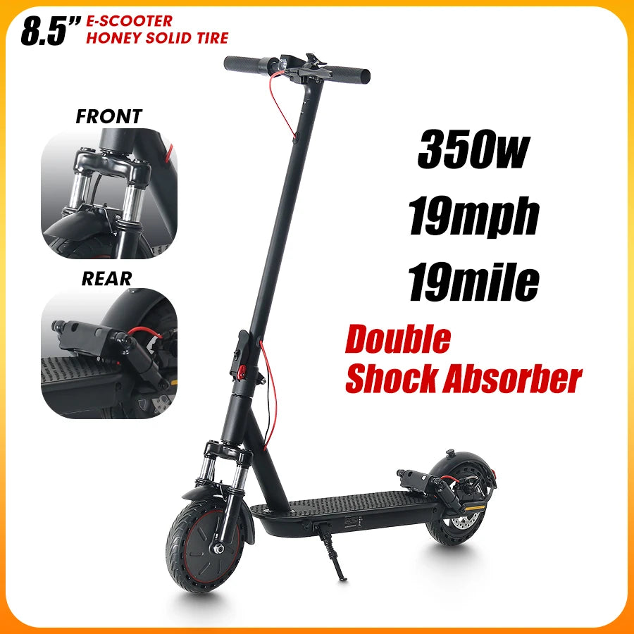 MANKEEL 350W Electric Scooter for Adults & Teen, Up to 19Mile Range & 19MPH Speed, With Dual Suspension & 8.5" Solid Tires, Gift