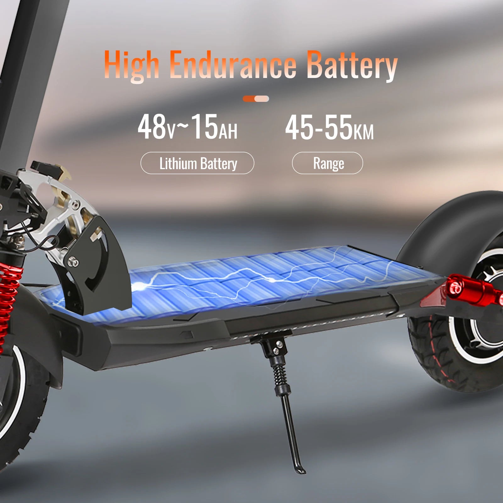 800W Powerful Electric Scooter 48V 15Ah Max Speed 50km/h 50km Range 10'' Tires Dual Shock Absorbing Folding EScooter for Adults