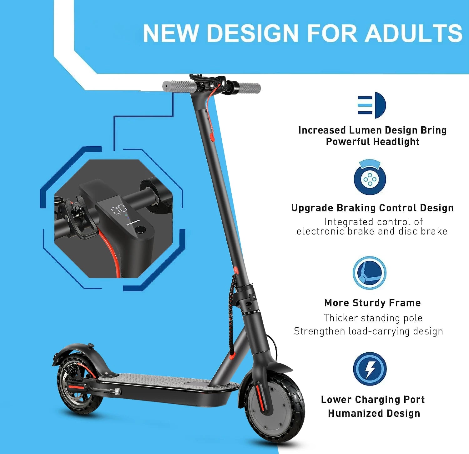 8.5 Inch Electric Scooter with App Function, with Mobile Phone Holder and Anti-Theft Protection, Foldable E Scooter, 25-30 km