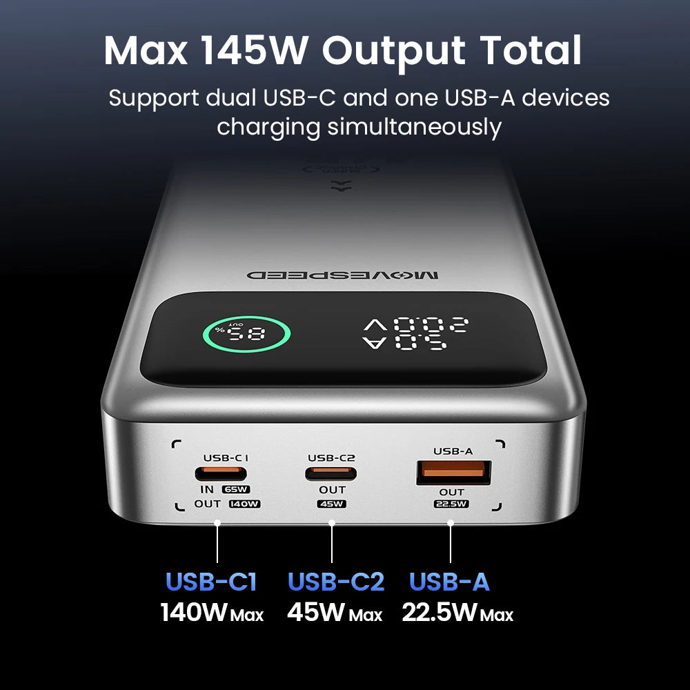 MOVESPEED M25Pro 140W Power Bank Fast Charge 145W Max 25000mAh External Battery PD3.1 Powerbank for iPhone MacBook Lenovo Laptop