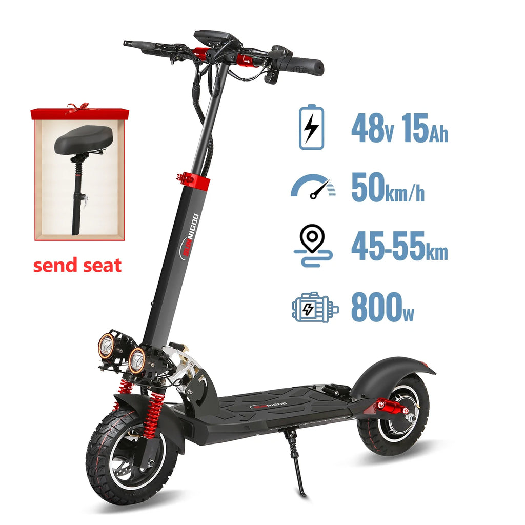 Electric Scooter Send Seat 800W Max Speed 45-50km/h Range 35-55km 10 inch Off-Road Tires Dual Shock Absorbing Folding EScooter