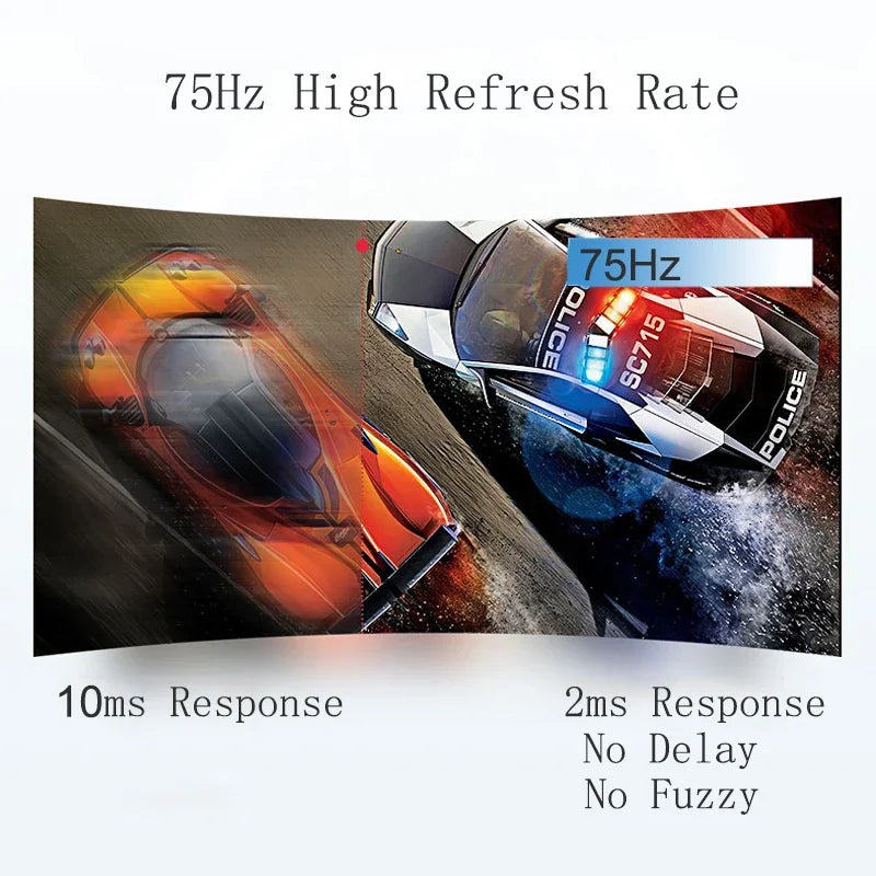 24 Inch Curved 75Hz Monitor Gaming VA FHD 1080P Computer Display 3000R HDMI/VGA DCR Eye Protect VESA 100*100 2ms Response