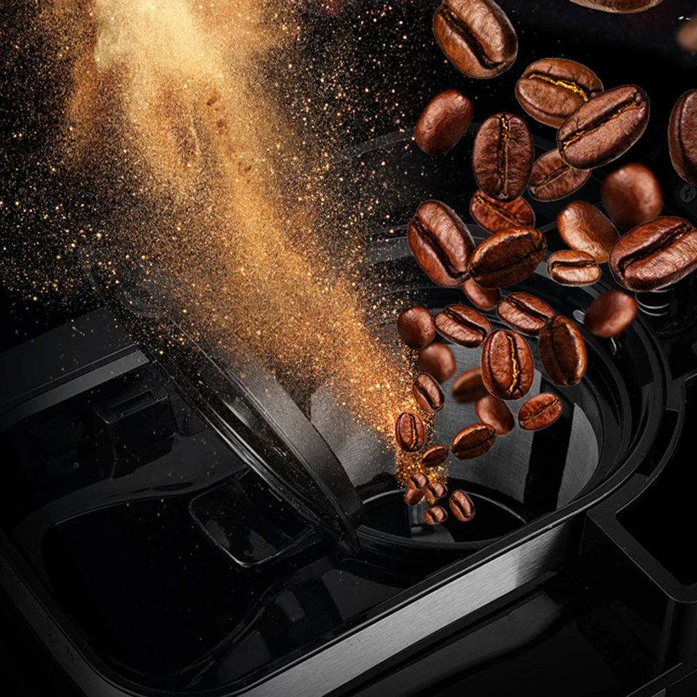 Fully Automatic 2 In1 Coffee Machine Maker Espresso Coffee Machine Drip Coffee Electric Bean Grinder with LED-Display Automatic