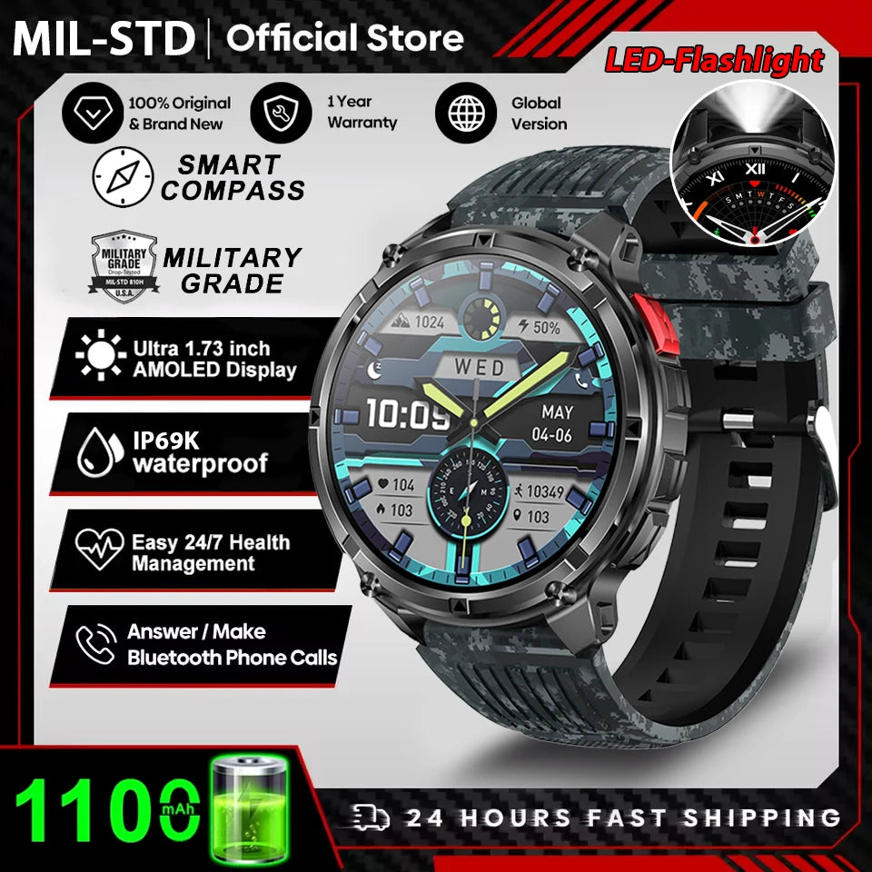 2026 New T-Rex3 Pro 1100mAh Battery Smart Watch GPS path 5ATM Waterproof Sports Run tracker Outdoors Compass Military Smartwatch