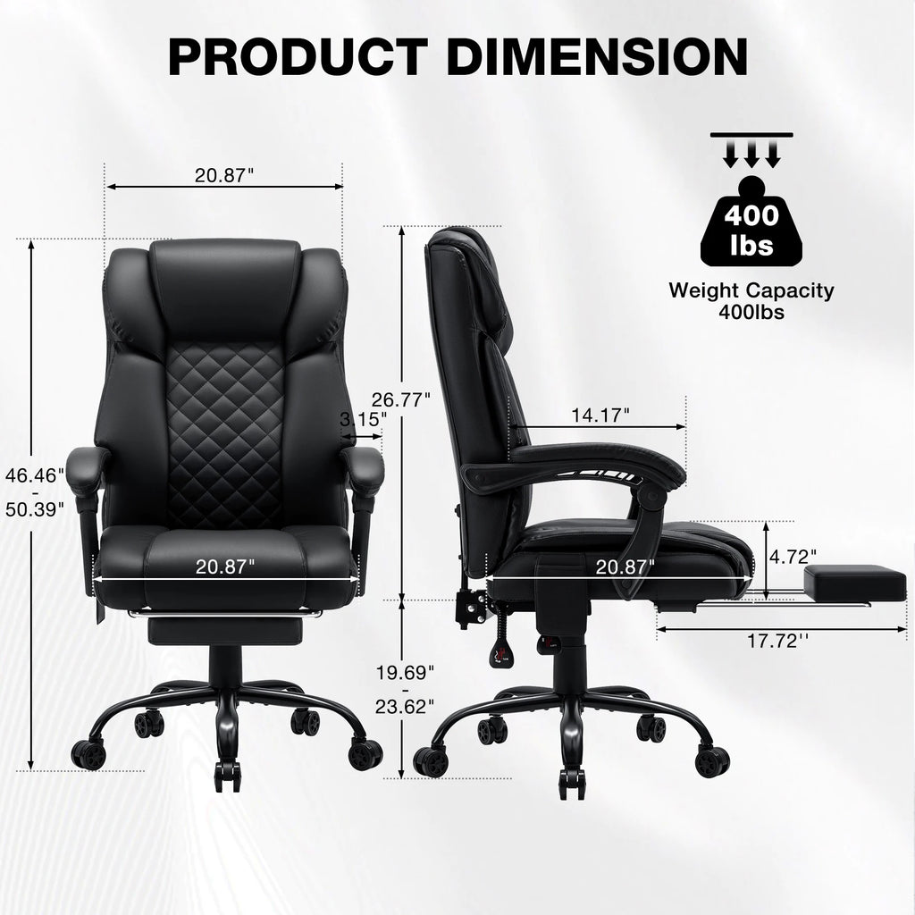 Gaming Chair Massage Office Chair Ergonomic with Heating and 7 Vibration Points Footrest, 200KG Load Capacity Executive Chair