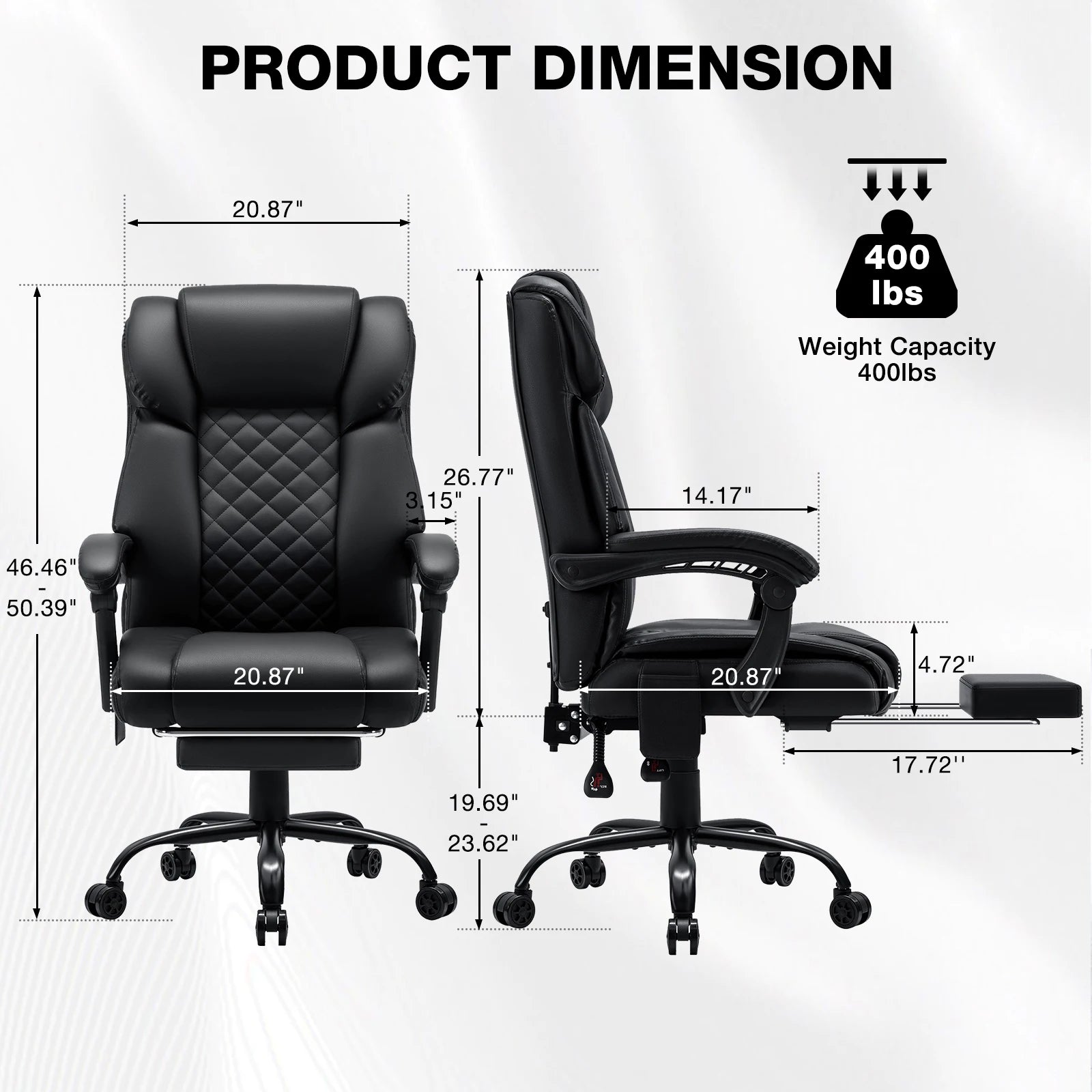Gaming Chair Massage Office Chair Ergonomic with Heating and 7 Vibration Points Footrest, 200KG Load Capacity Executive Chair