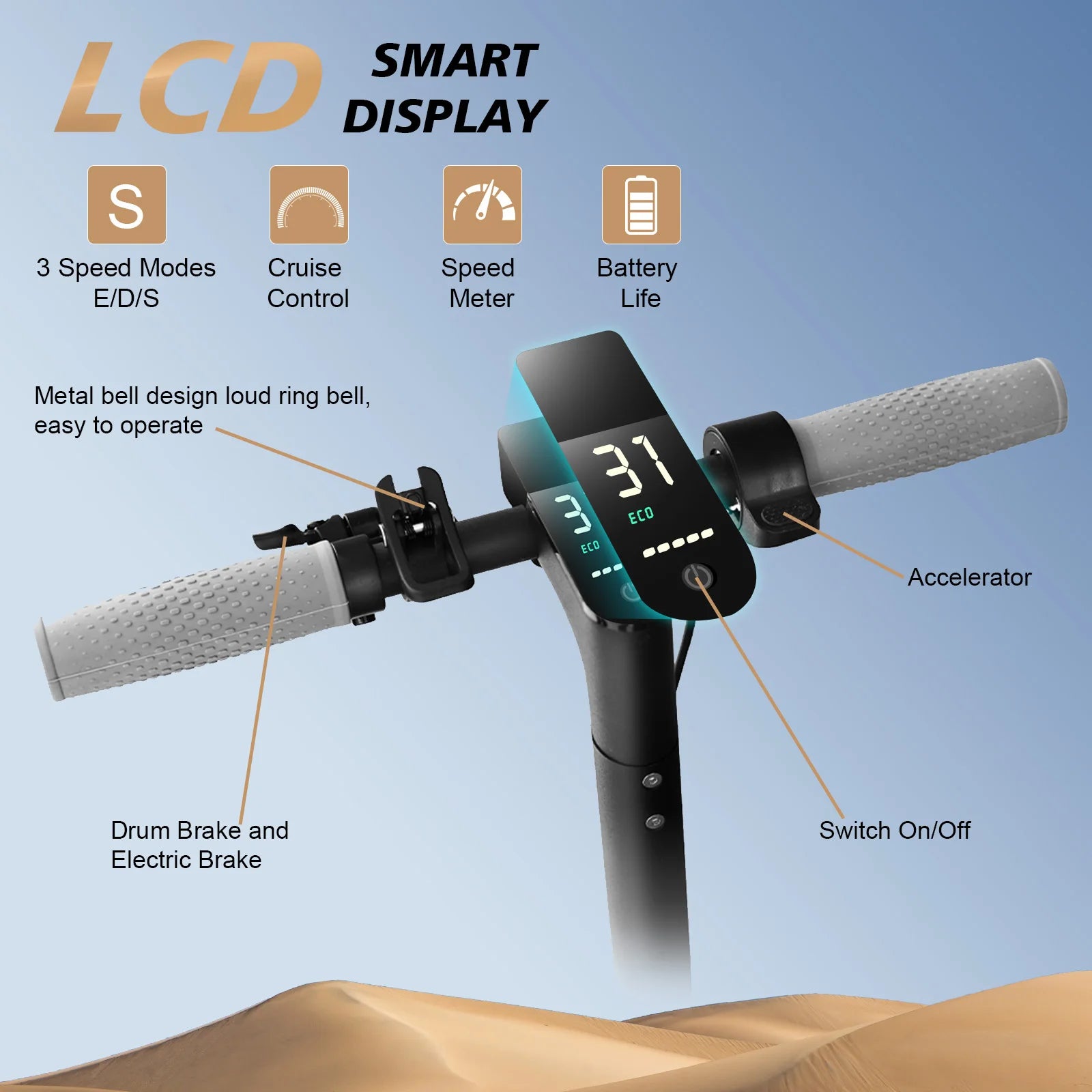 AOVOPRO LP80 10.5AH Electeric Scooter 35KM Top Travel Range Portable Escooter 31KM/H 350W Motor 500W Peak Power Electric Scooter
