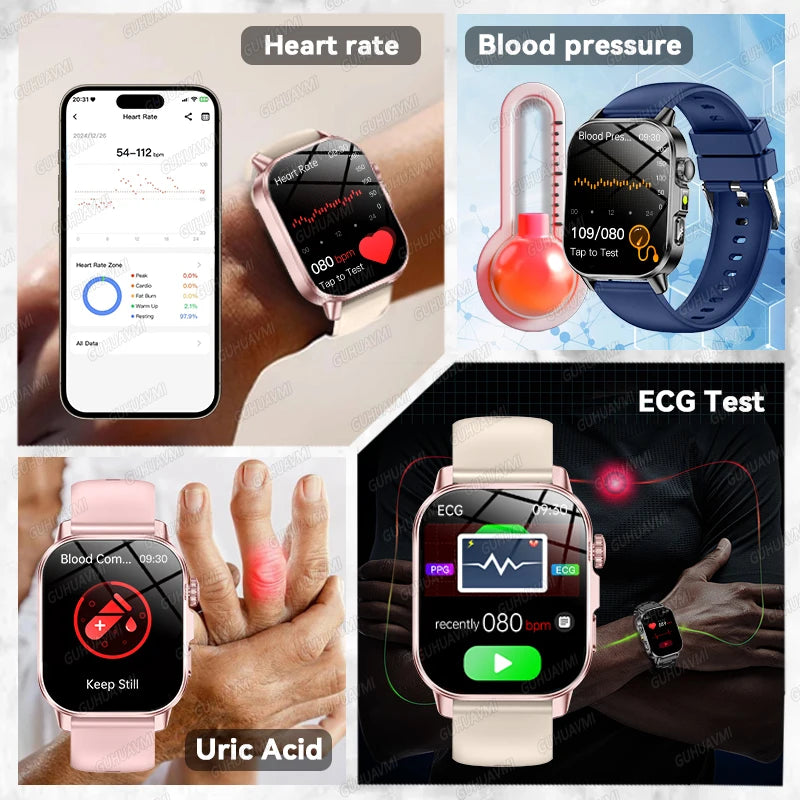 2026 New ECG+PPG Healthy Diagnose Smart Watch Men Body analysis Blood Pressure Lipid Uric Acid Women's Health Tracker Smartwatch