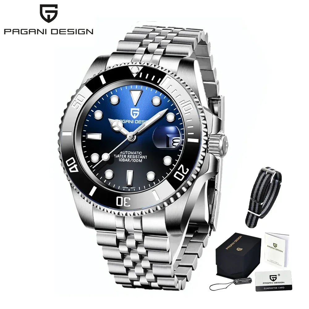 Pagani Design 2025 Men Automatic Mechanical Watch PD1661 NH35/8215 Dive Stainless Steel Waterproof Clock Sapphire Reloj Hombre