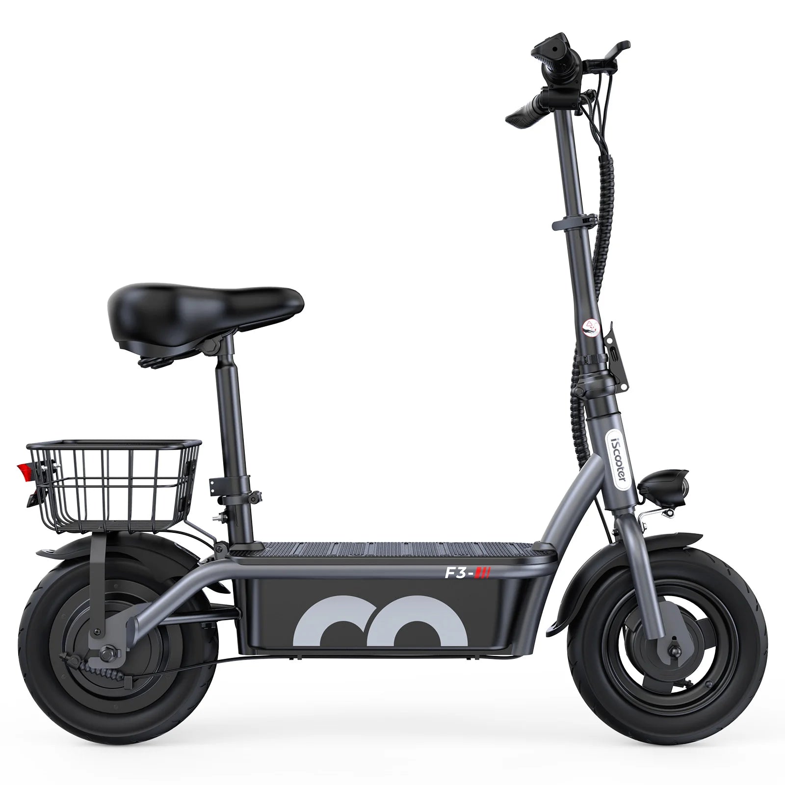 iScooter F3 10" Folding Electric Scooter - 1000W 48V 13Ah, 45km/h, 55-60km Range, Seat & Basket, Disc Brake, Rear Drive