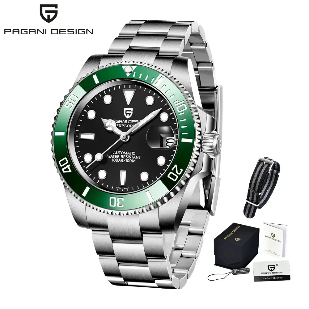 Pagani Design 2025 Men Automatic Mechanical Watch PD1661 NH35/8215 Dive Stainless Steel Waterproof Clock Sapphire Reloj Hombre