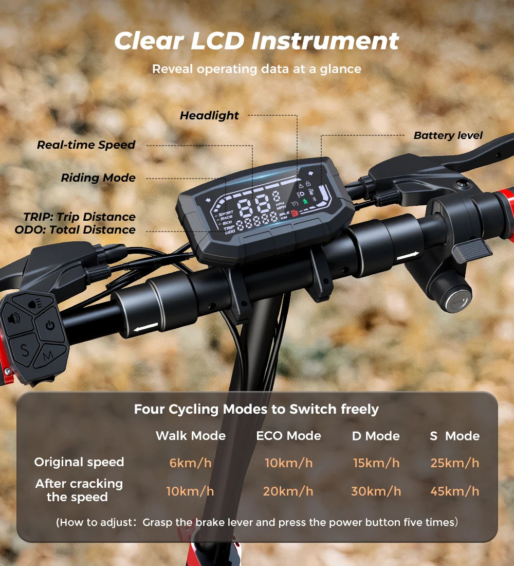 iScooter iX4 Electric Scooter 800W 15Ah Powerful Electric Kick Scooter Anti-skid Off-road Tire  45km Range eScooter 45km/h Speed