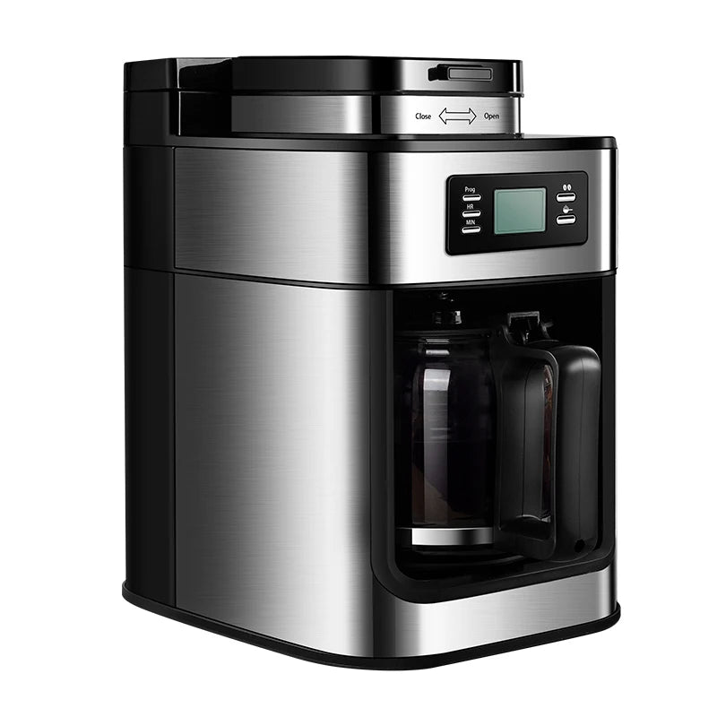 Fully Automatic 2 In1 Coffee Machine Maker Espresso Coffee Machine Drip Coffee Electric Bean Grinder with LED-Display Automatic