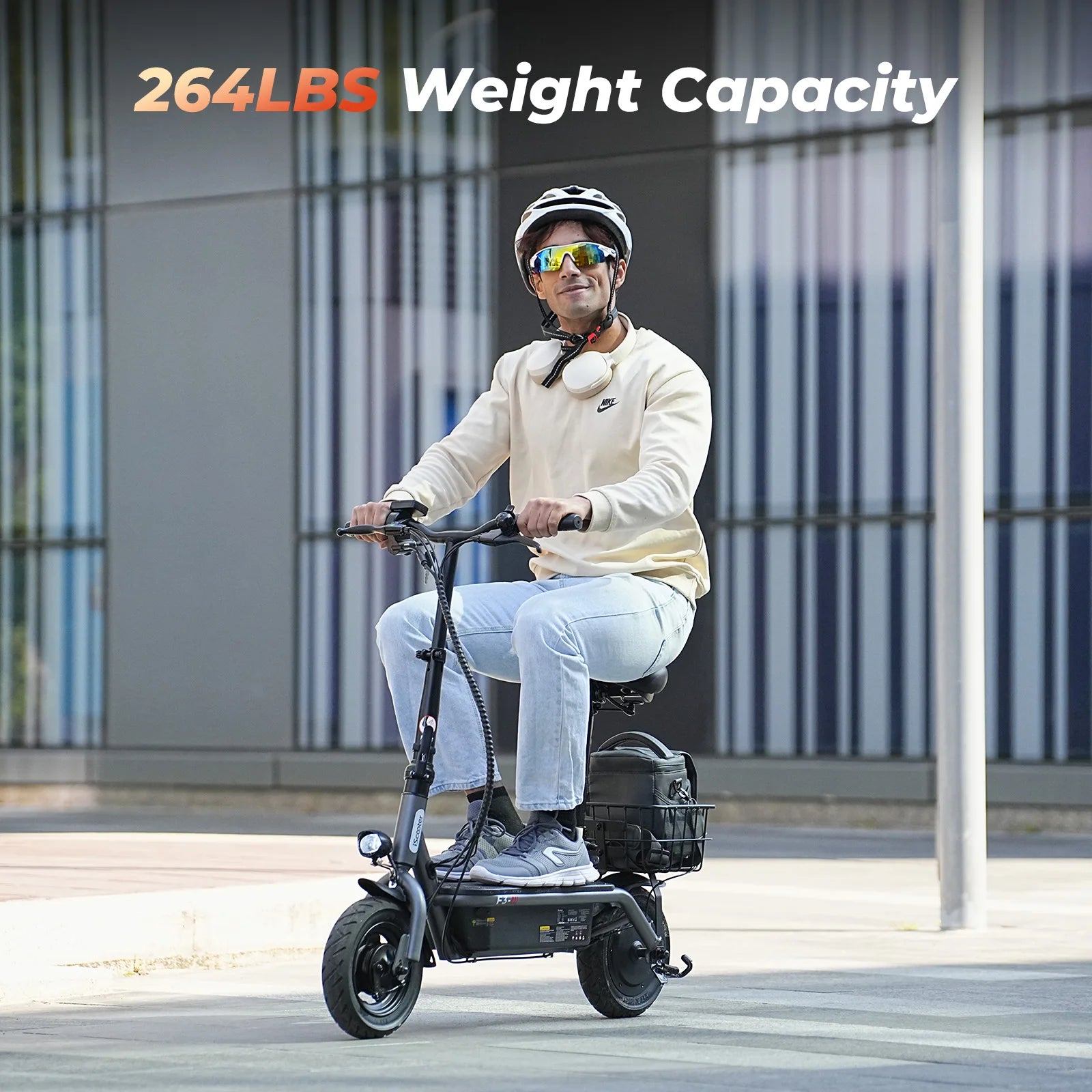 iScooter F3 10" Folding Electric Scooter - 1000W 48V 13Ah, 45km/h, 55-60km Range, Seat & Basket, Disc Brake, Rear Drive