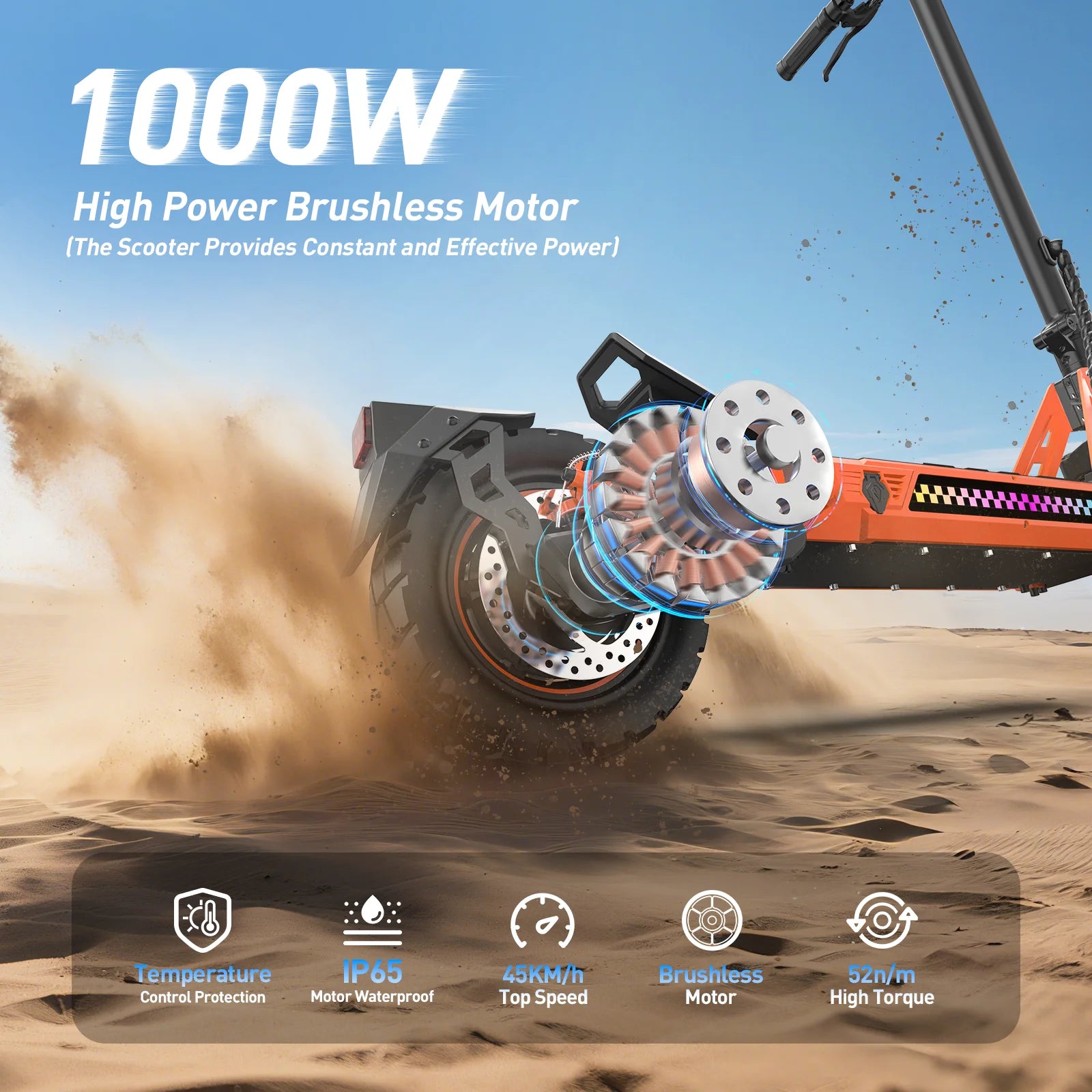 TOFUN TF3 Electric Scooter 1000W Motor 48V13Ah Battery Adult Sport Road Mountain E-Scooter 10Inch Tires Snow Foldable EScooter