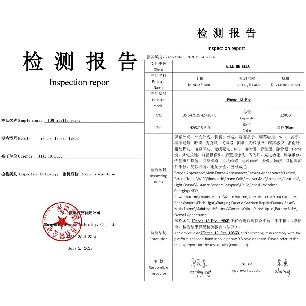 Refurborne phone Apple iPhone 13 Pro 128/GB ROM 6.1 "Super Retina OLED RAM 6GB A15 IOS Face ID NFC 5G Smartphone 13pro