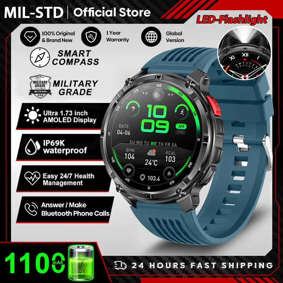 2026 New T-Rex3 Pro 1100mAh Battery Smart Watch GPS path 5ATM Waterproof Sports Run tracker Outdoors Compass Military Smartwatch