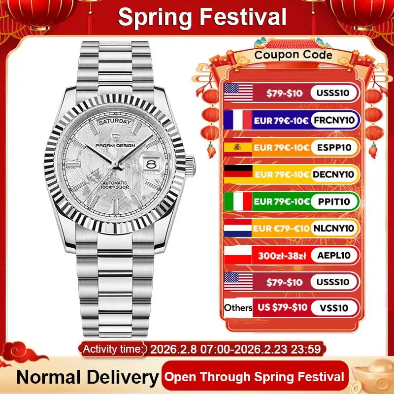PAGANI DESIGN 2026 New DD36 automatic mechanical men watch Double calendar 36MM Watch For Men sapphire luxury waterproof Watches