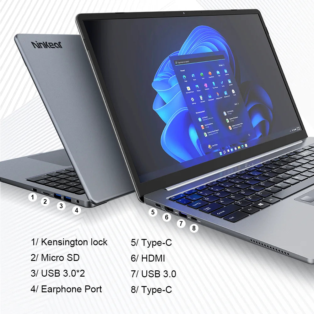 Ninkear A15 Pro Laptop 16" IPS 2.5K FHD AMD Ryzen 5 5500U Notebook 16G DDR4+1TB 54Wh Battery Windows 11 PRO Office Computer
