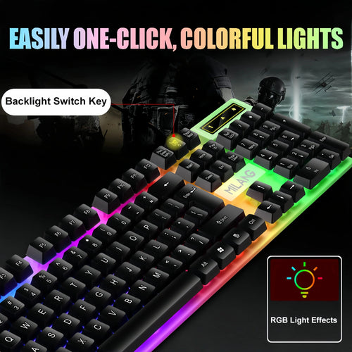 104 key Backlit Mechanical Keyboard Wired Gaming Keyboard Waterproof Luminous Keyboard for Gamer PC Laptop Office