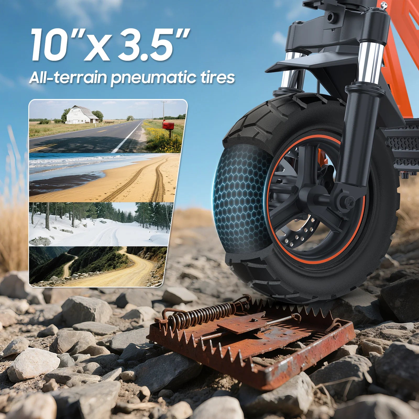 TOFUN TF3 Electric Scooter 1000W Motor 48V13Ah Battery Adult Sport Road Mountain E-Scooter 10Inch Tires Snow Foldable EScooter