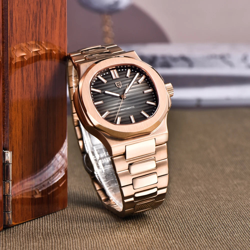 2025 New PAGANI DESIGN Rose Gold Men's Watches Luxury Automatic Watch For Men Mechanical Wristwatch Waterproof AR Sapphire Clock