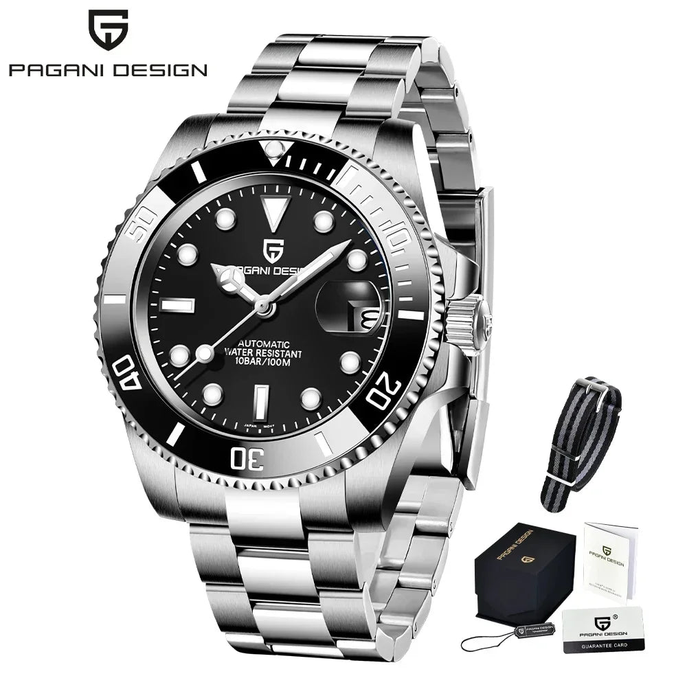 Pagani Design 2025 Men Automatic Mechanical Watch PD1661 NH35/8215 Dive Stainless Steel Waterproof Clock Sapphire Reloj Hombre