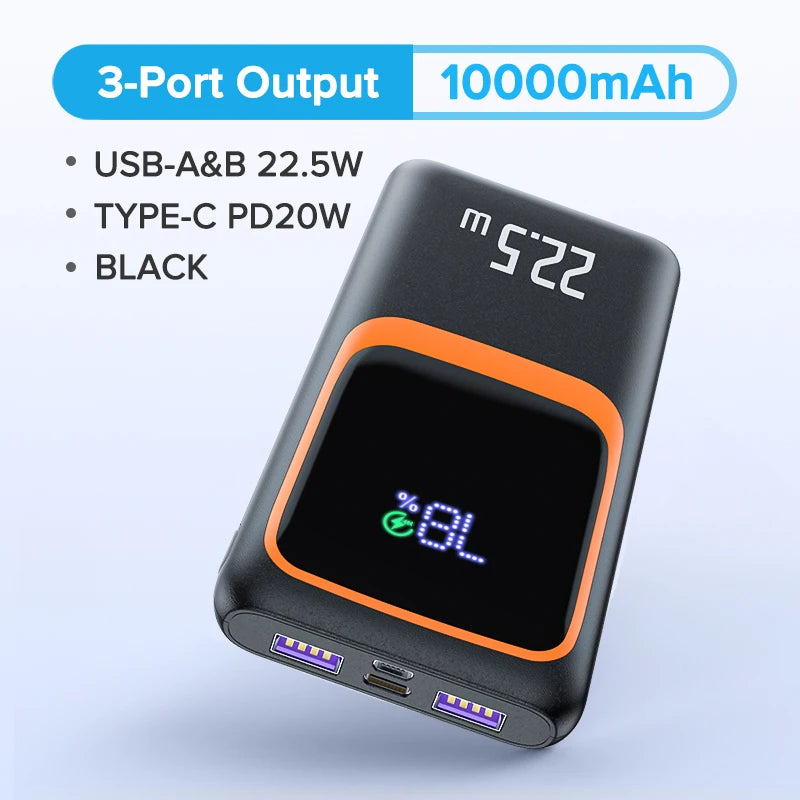 QOOVI 20000mAh Power Bank External Large Battery Capacity PD 22.5W Fast Charging Portable Charger For Samsung iPhone Xiaomi