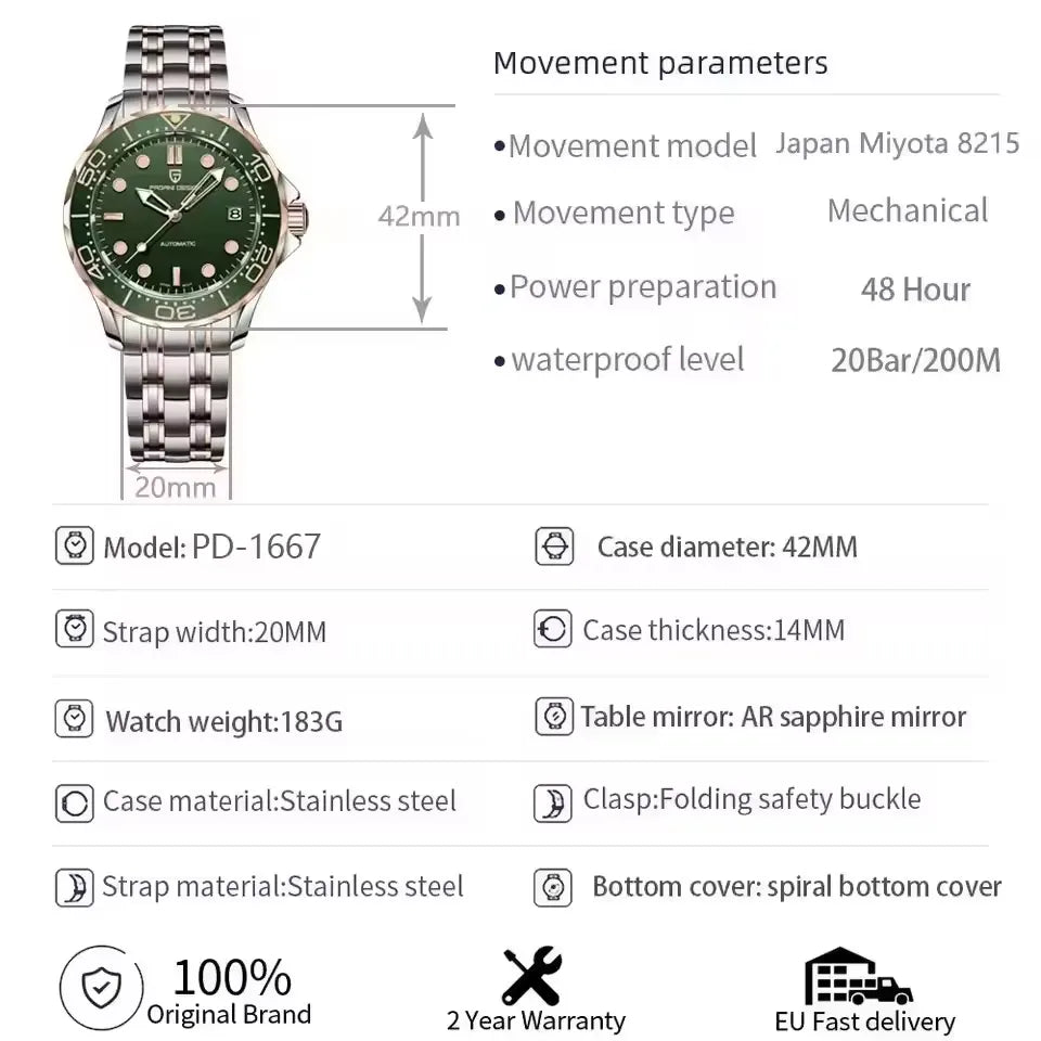 2026 PAGANI DESIGN New 007 Ceramic Bezel Man watch Luminous Sapphire Japan Movt Watch 316L All Steel Mechanical Luxury Men watch