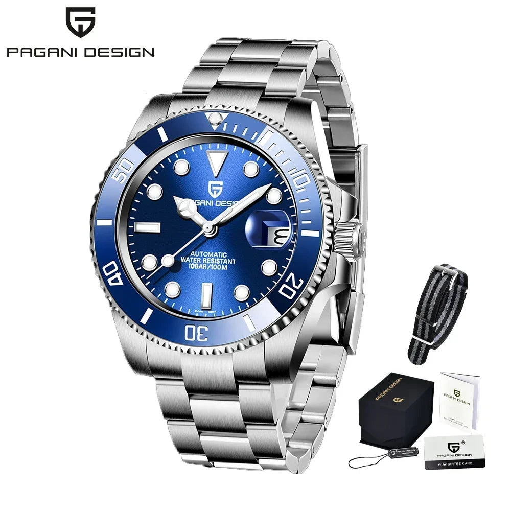 Pagani Design 2025 Men Automatic Mechanical Watch PD1661 NH35/8215 Dive Stainless Steel Waterproof Clock Sapphire Reloj Hombre